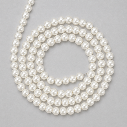 White Round Glass Pearl Beads - 4mm, 6mm, 8mm, 10mm
