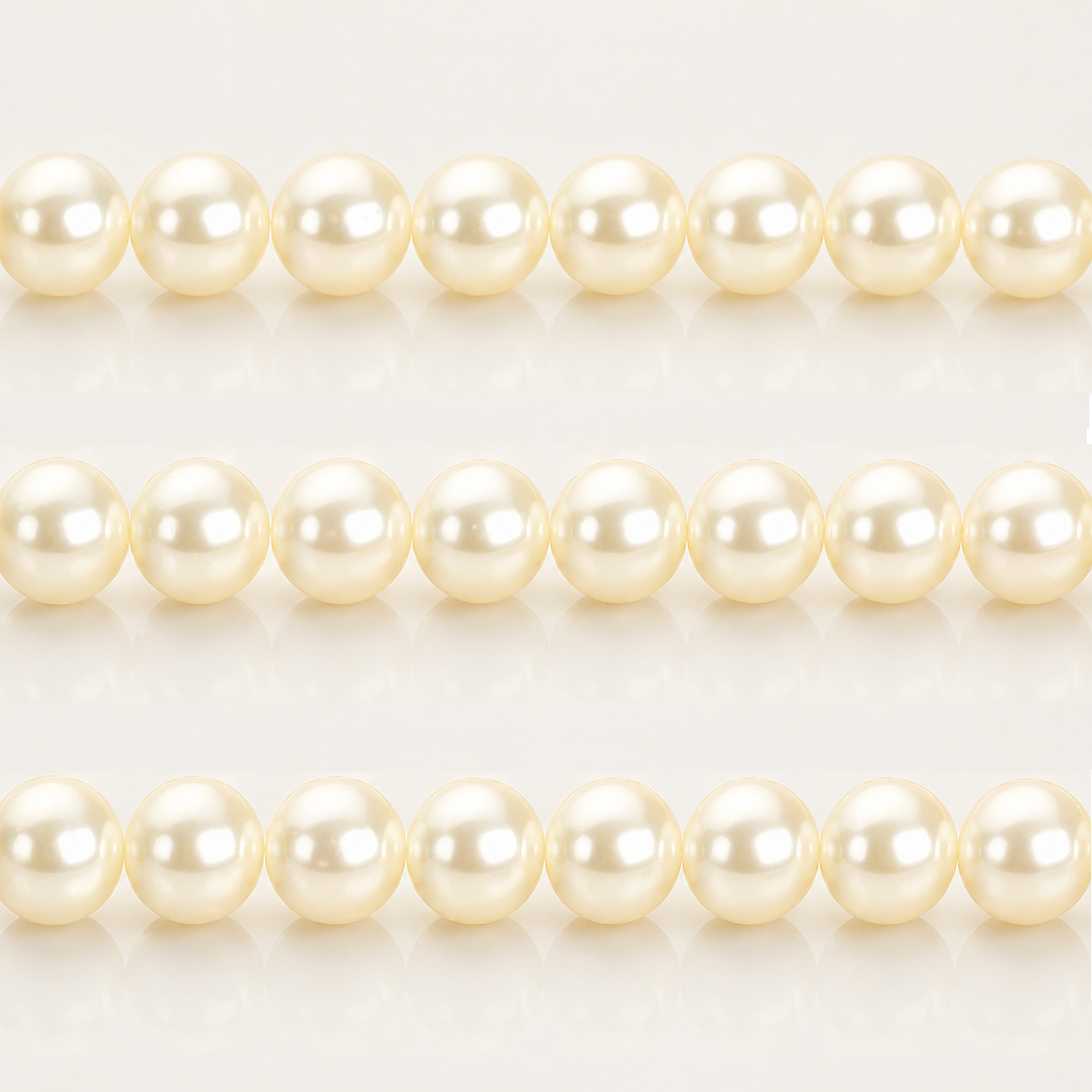 Cream Round Glass Pearl Beads - 4mm, 6mm, 8mm, 10mm
