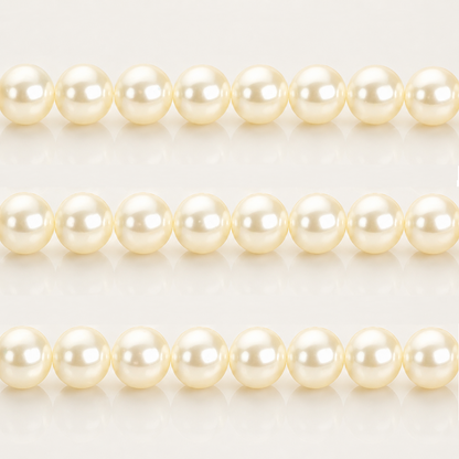 Cream Round Glass Pearl Beads - 4mm, 6mm, 8mm, 10mm