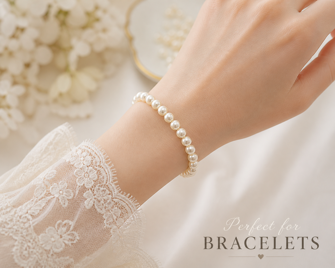 Cream Round Glass Pearl Beads - 4mm, 6mm, 8mm, 10mm