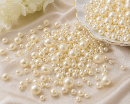 Cream Round Glass Pearl Beads - 4mm, 6mm, 8mm, 10mm