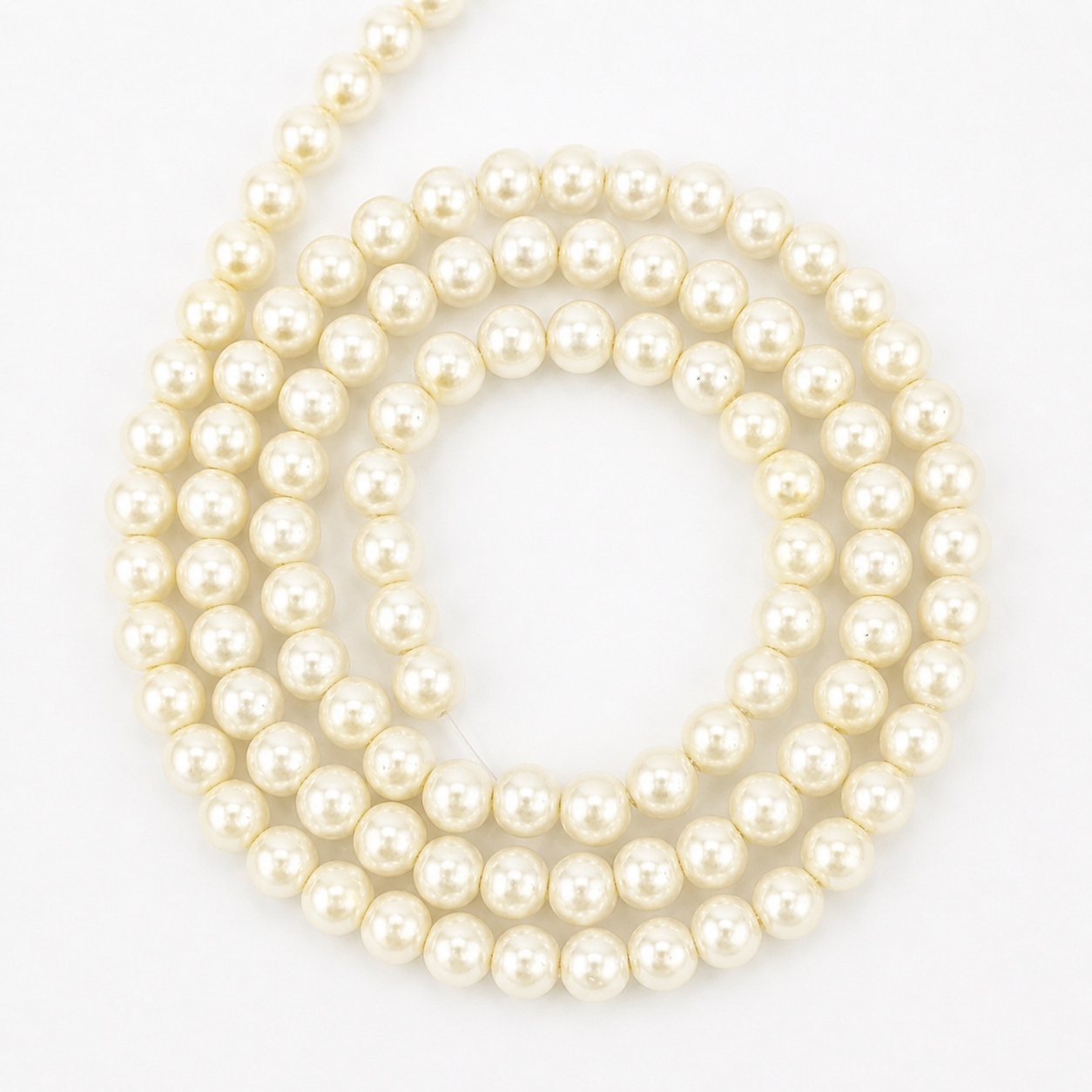 Cream Round Glass Pearl Beads - 4mm, 6mm, 8mm, 10mm