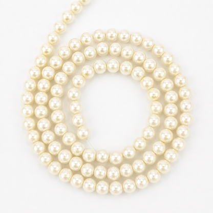 Cream Round Glass Pearl Beads - 4mm, 6mm, 8mm, 10mm