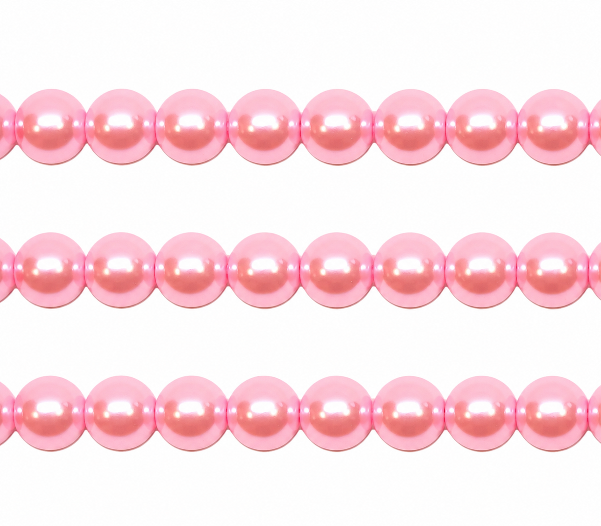 Pink Round Glass Pearl Beads -  6mm, 8mm