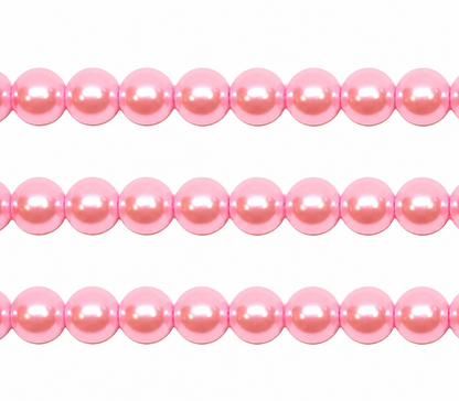 Pink Round Glass Pearl Beads -  6mm, 8mm