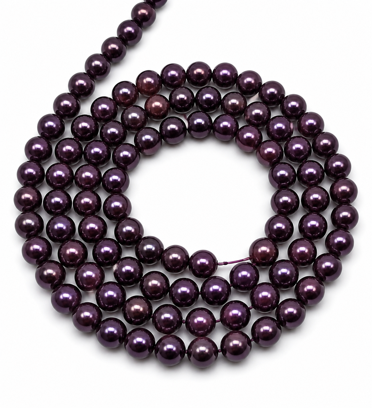 Purple Round Glass Pearl Beads -  6mm, 8mm