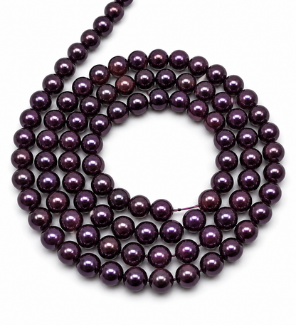 Purple Round Glass Pearl Beads -  6mm, 8mm