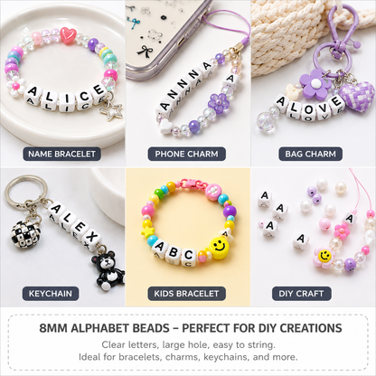250 x 8mm white cube single & mixed alphabets / letters acrylic beads