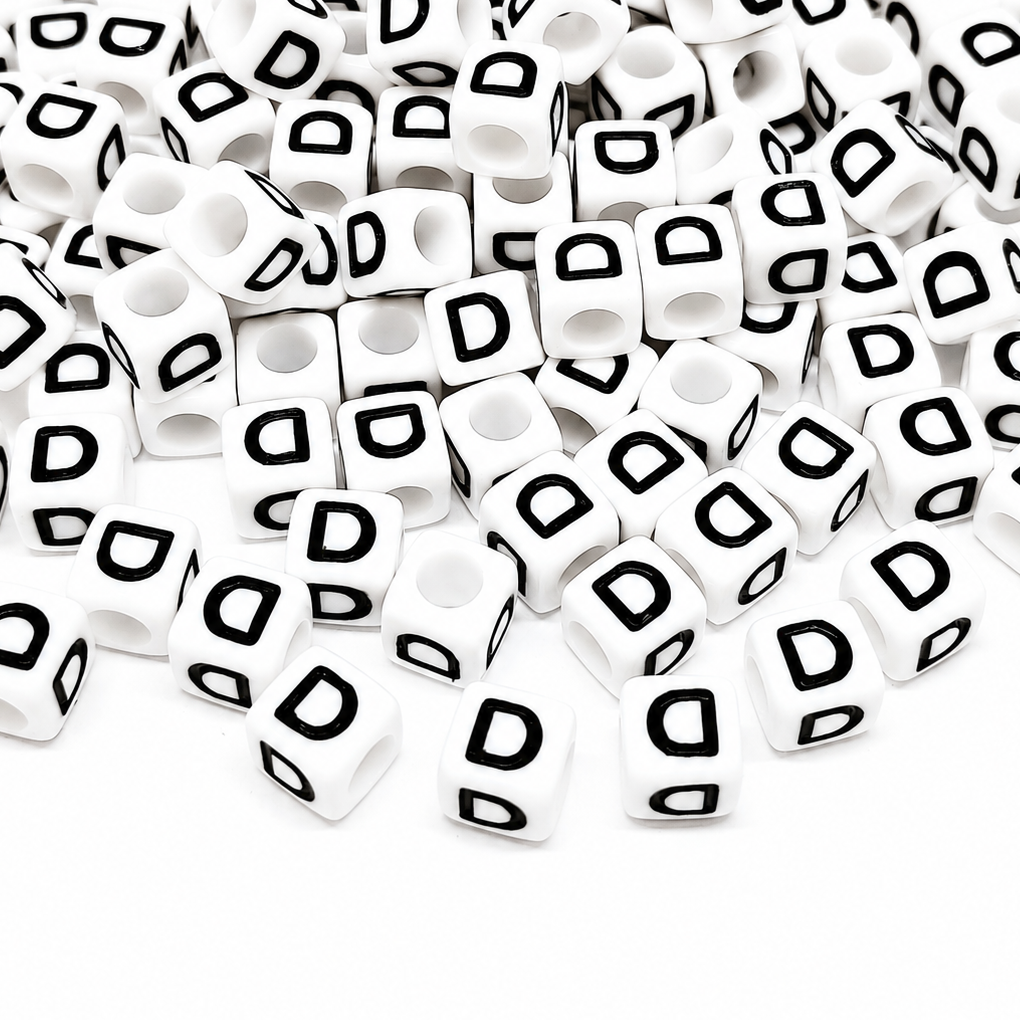 1000pcs 6mm Cube White Alphabet Beads