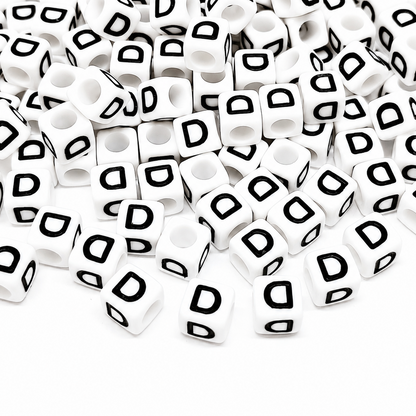 1000pcs 6mm Cube White Alphabet Beads