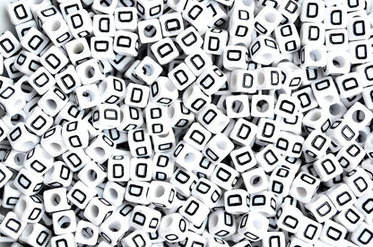 250 x 8mm white cube single & mixed alphabets / letters acrylic beads