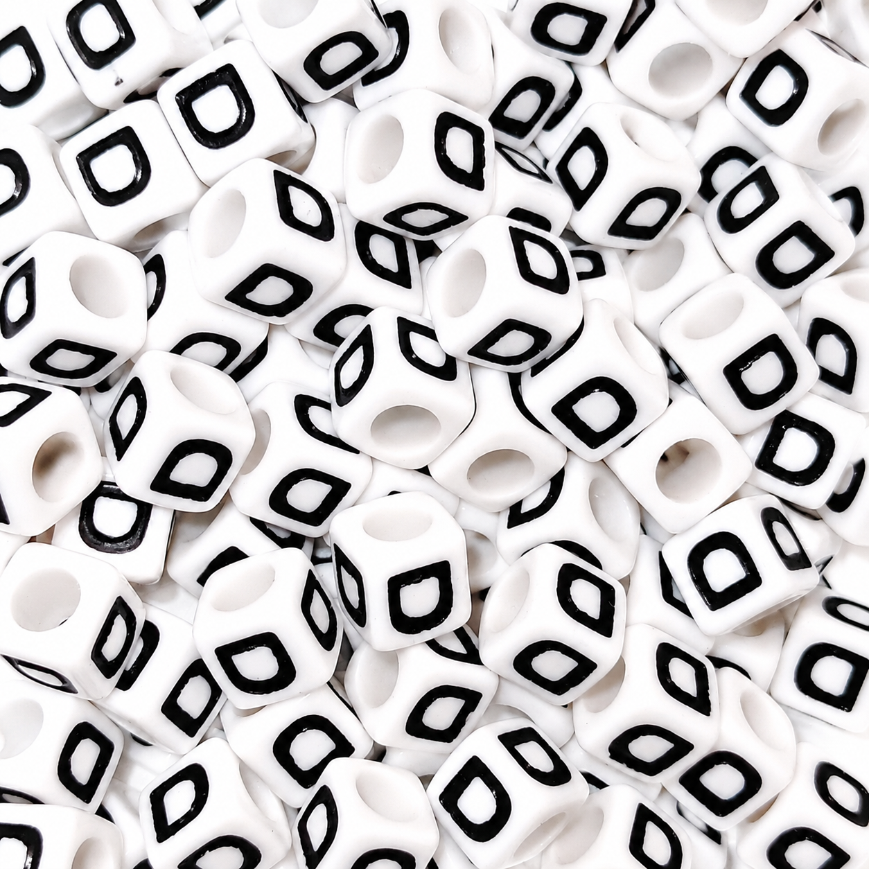 7mm White Cube Acrylic Alphabet Beads - Single Letters