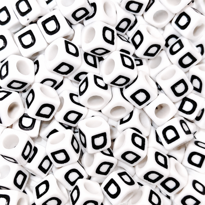 7mm White Cube Acrylic Alphabet Beads - Single Letters