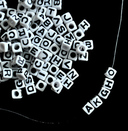 250 x 8mm white cube single & mixed alphabets / letters acrylic beads