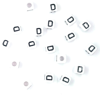 250 x 8mm white cube single & mixed alphabets / letters acrylic beads