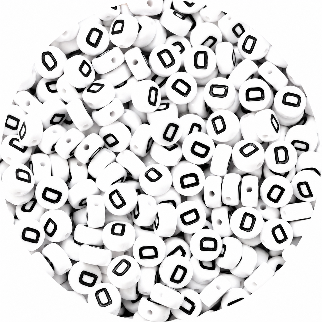7mm White Round Acrylic Alphabet Beads