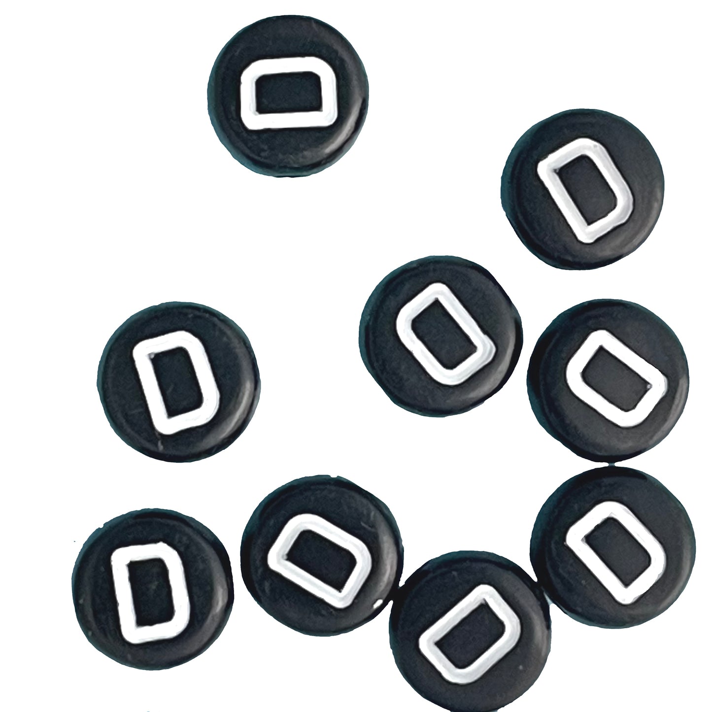 7x4mm Black Flat Round Acrylic Alphabet Beads - Single & Mixed Letters