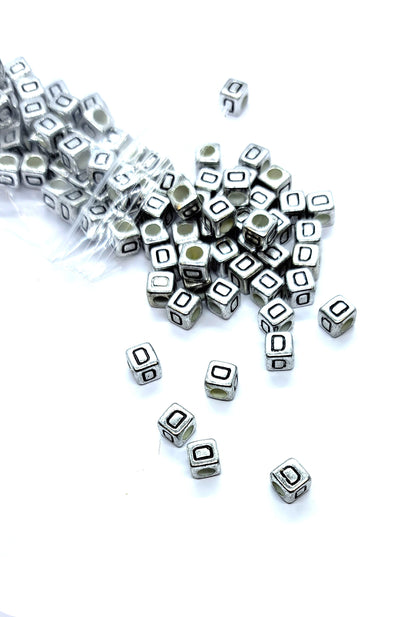 6mm Silver Cube Acrylic Alphabet Beads - Single & Mixed Letters