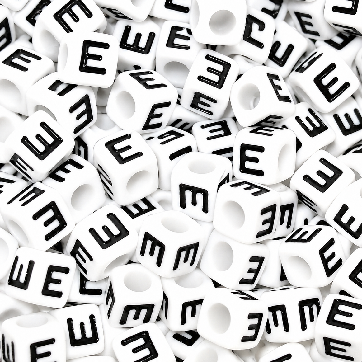 7mm White Cube Acrylic Alphabet Beads - Single Letters