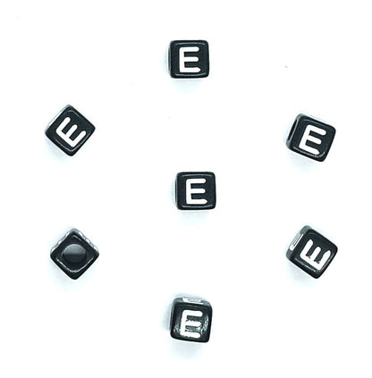 6mm Black Cube Acrylic Alphabet Beads - Single & Mixed Letters