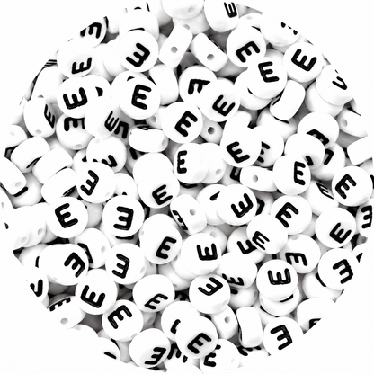 7mm White Round Acrylic Alphabet Beads