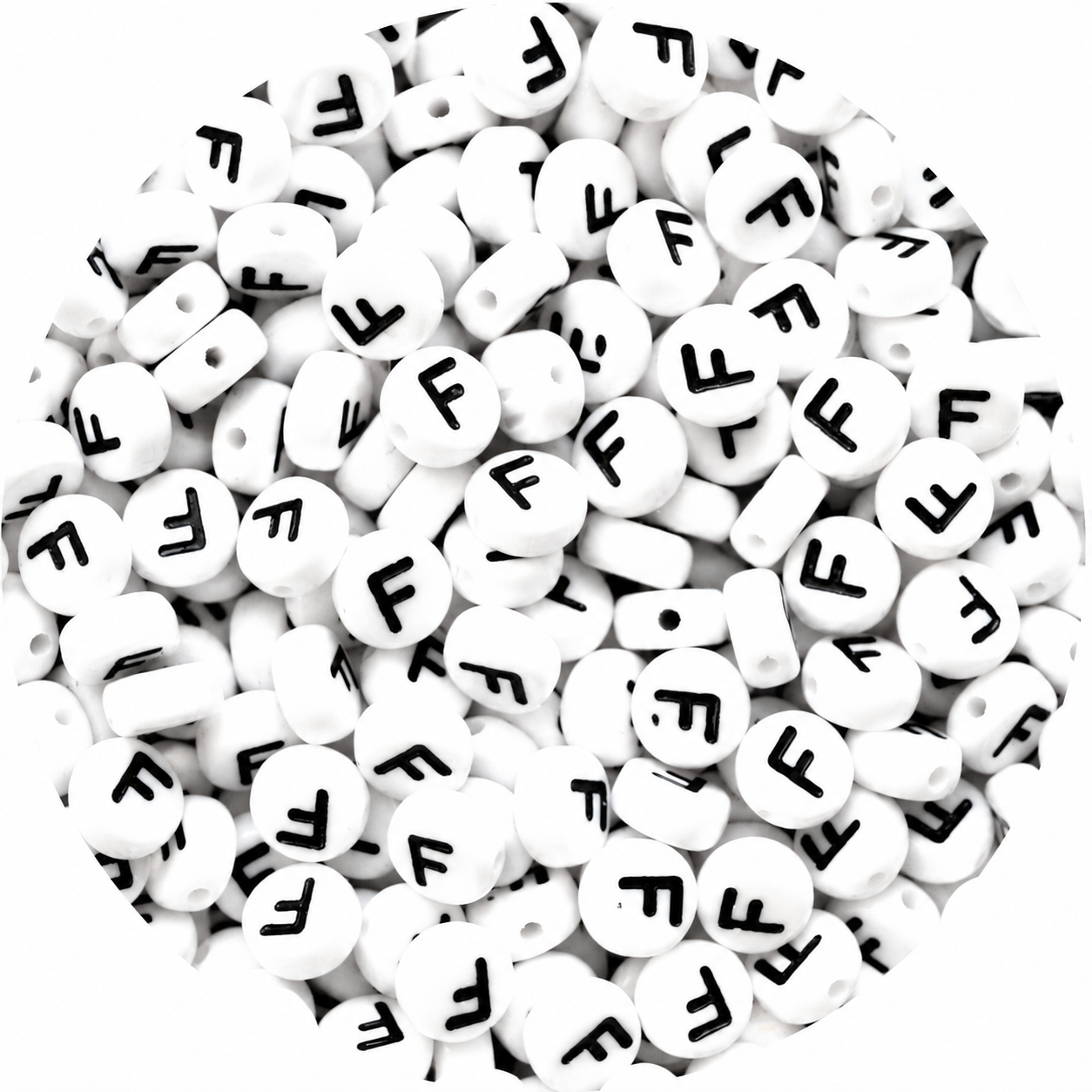 7mm White Round Acrylic Alphabet Beads