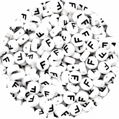 7mm White Round Acrylic Alphabet Beads