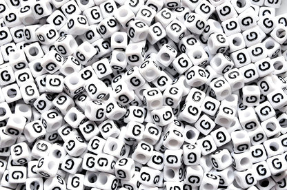 250 x 8mm white cube single & mixed alphabets / letters acrylic beads