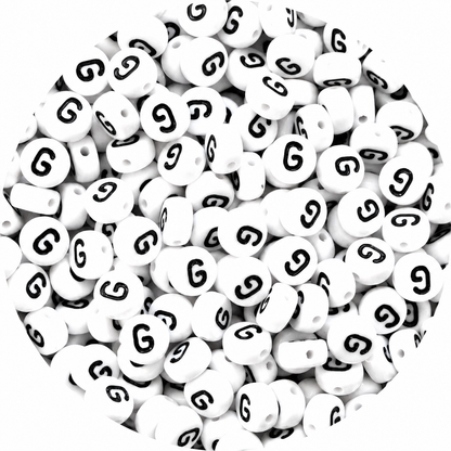 7mm White Round Acrylic Alphabet Beads