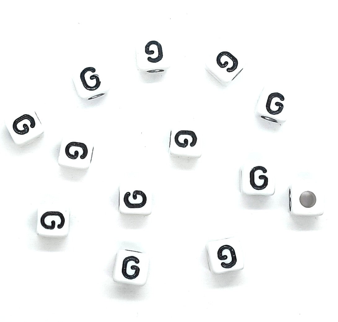 250 x 8mm white cube single & mixed alphabets / letters acrylic beads