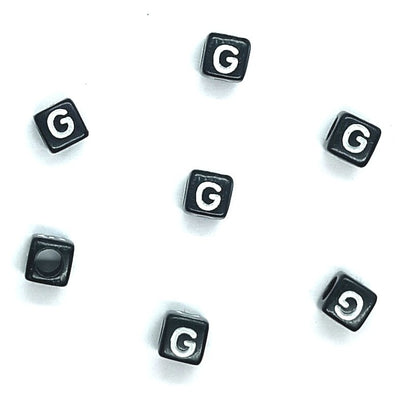 6mm Black Cube Acrylic Alphabet Beads - Single & Mixed Letters