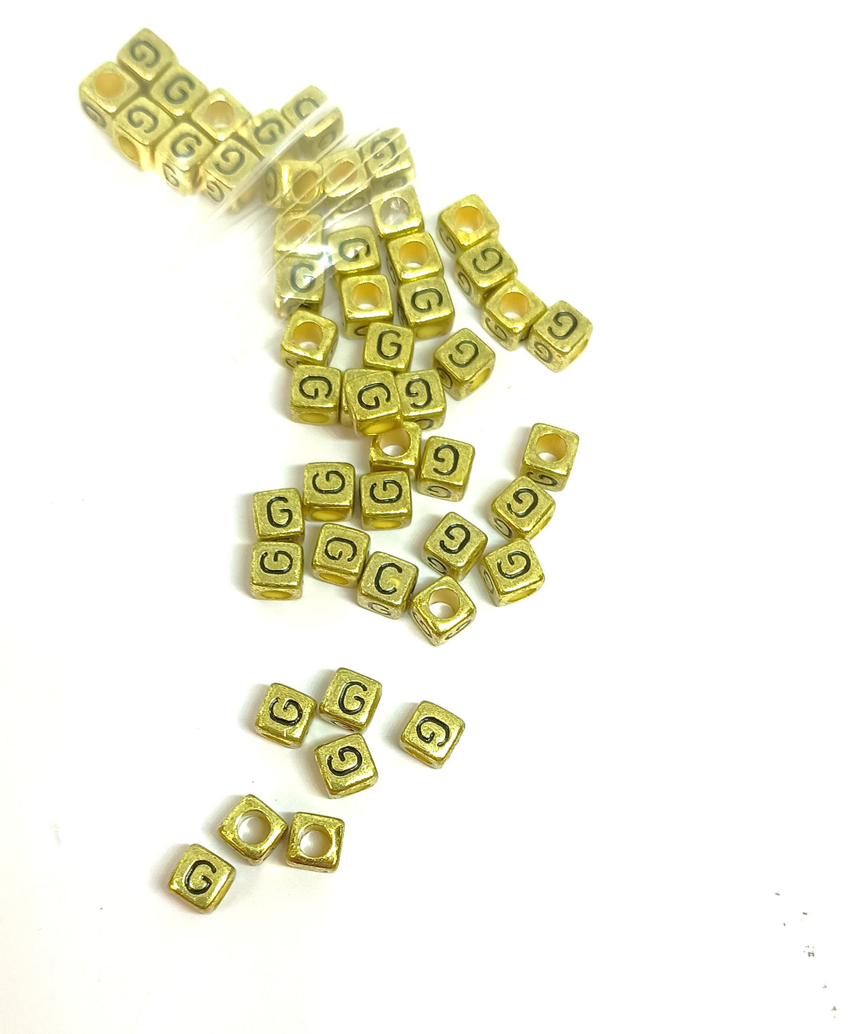 6mm Bright Gold Cube Acrylic Alphabet Beads - Single Letters