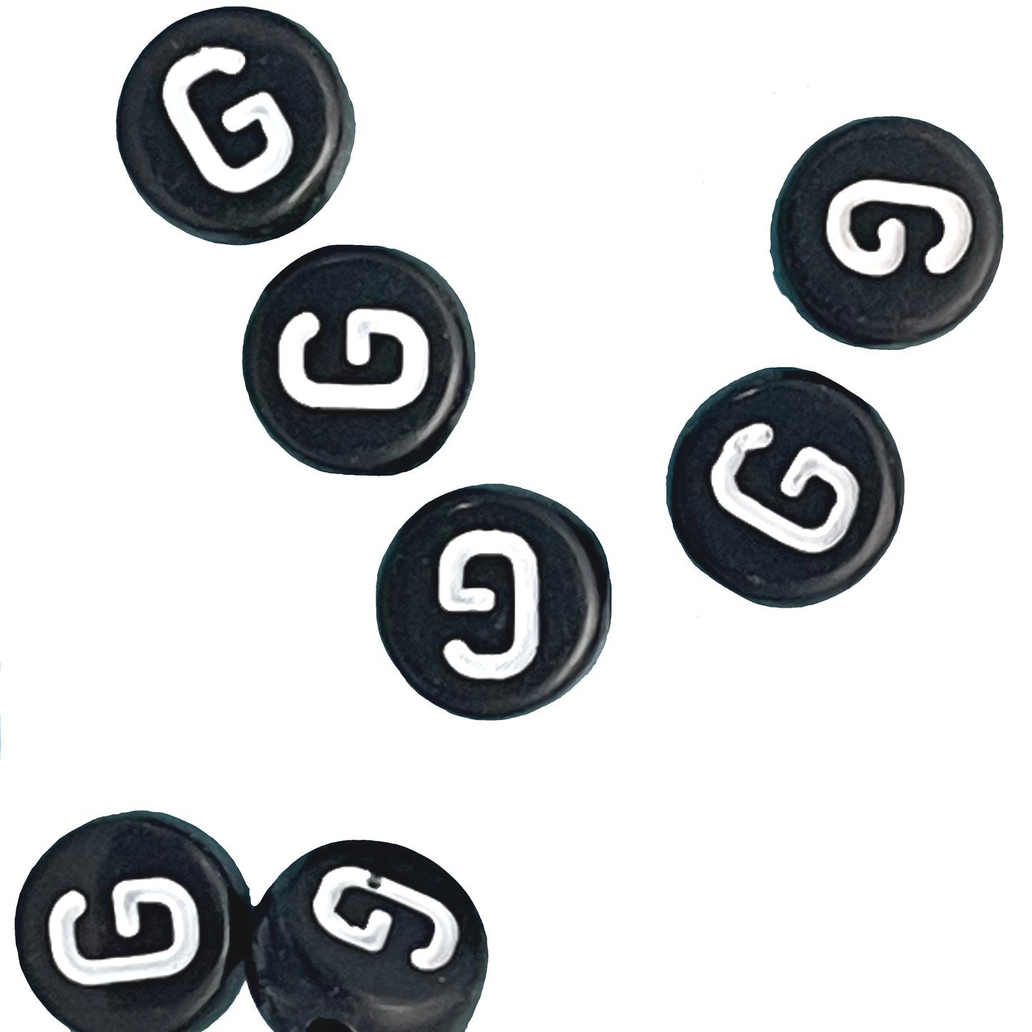 7x4mm Black Flat Round Acrylic Alphabet Beads - Single & Mixed Letters
