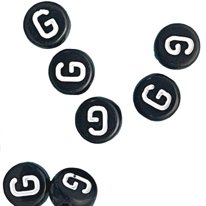 7x4mm Black Flat Round Acrylic Alphabet Beads - Single & Mixed Letters