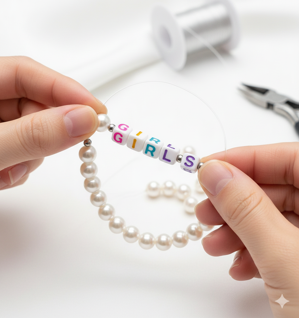 7mm White Cube Acrylic Alphabet Beads - Mixed Letters