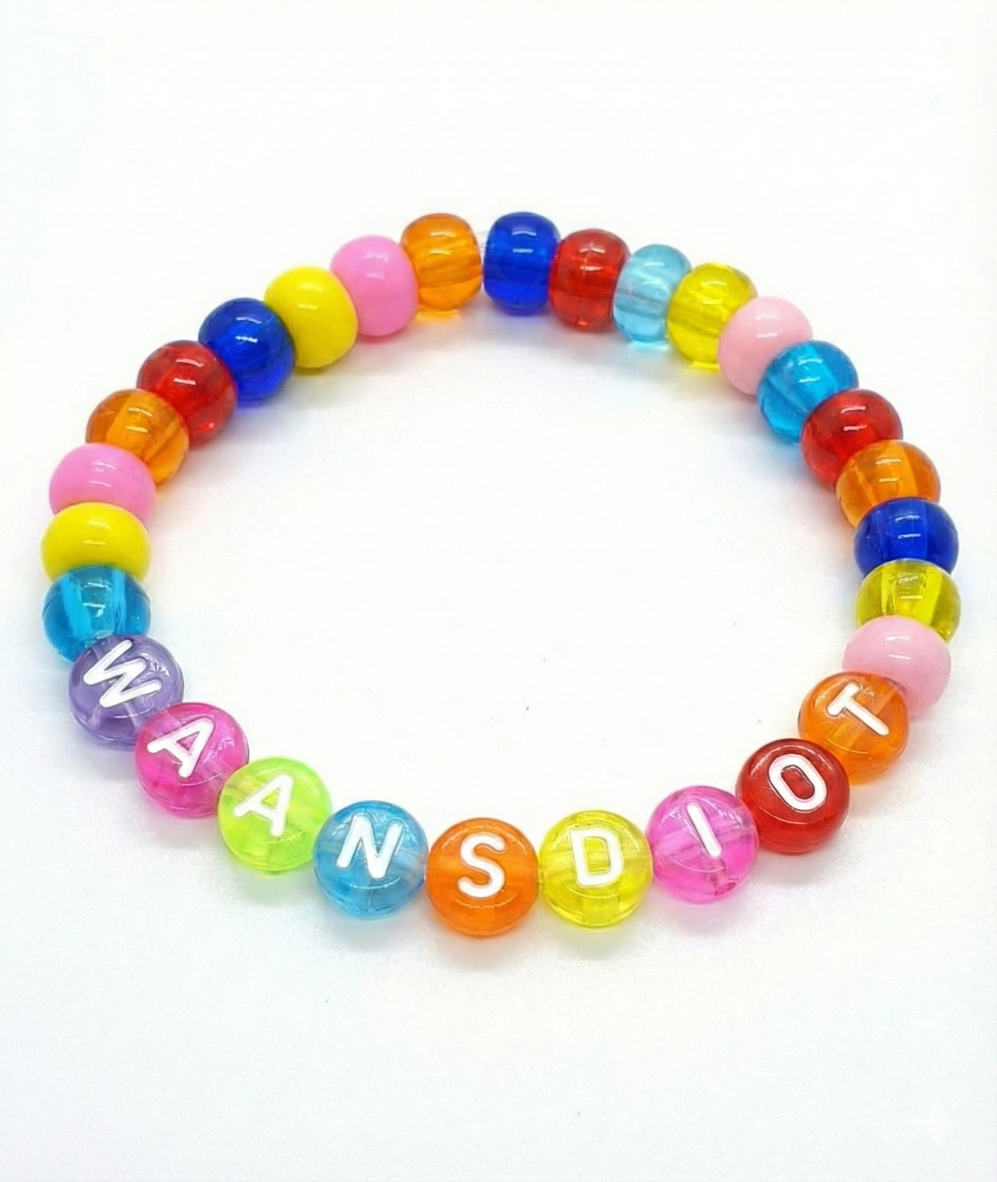 7mm Flat Round Transparent Acrylic Alphabet Beads - Red
