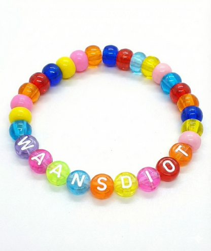 7mm Flat Round Transparent Acrylic Alphabet Beads - Red
