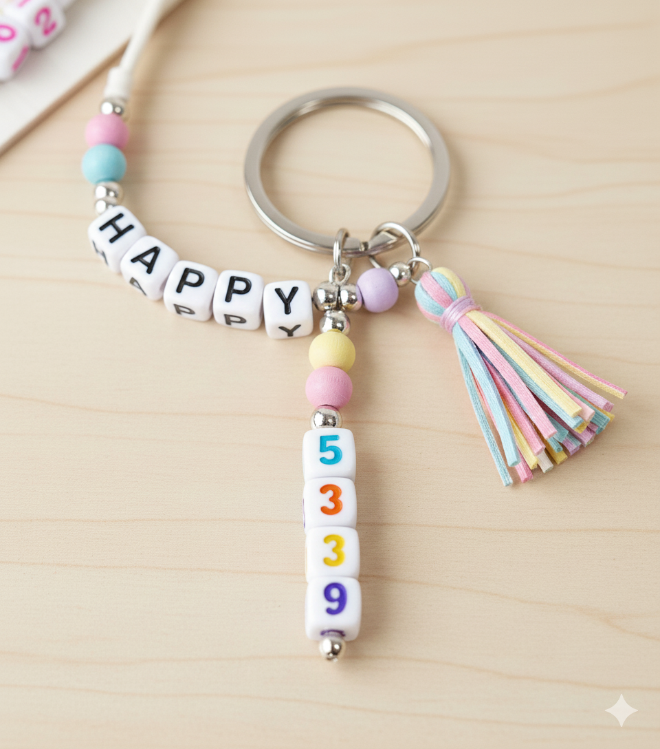 7mm White Cube Numbers Beads Colourful Numbers