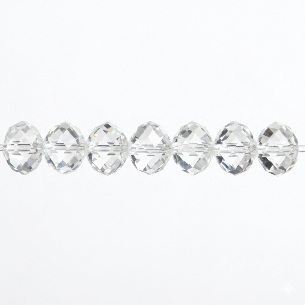 Clear Faceted Crystal Rondelle Beads - 6mm, 8mm, 10mm