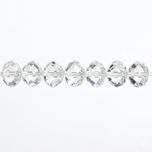Clear Faceted Crystal Rondelle Beads - 6mm, 8mm, 10mm