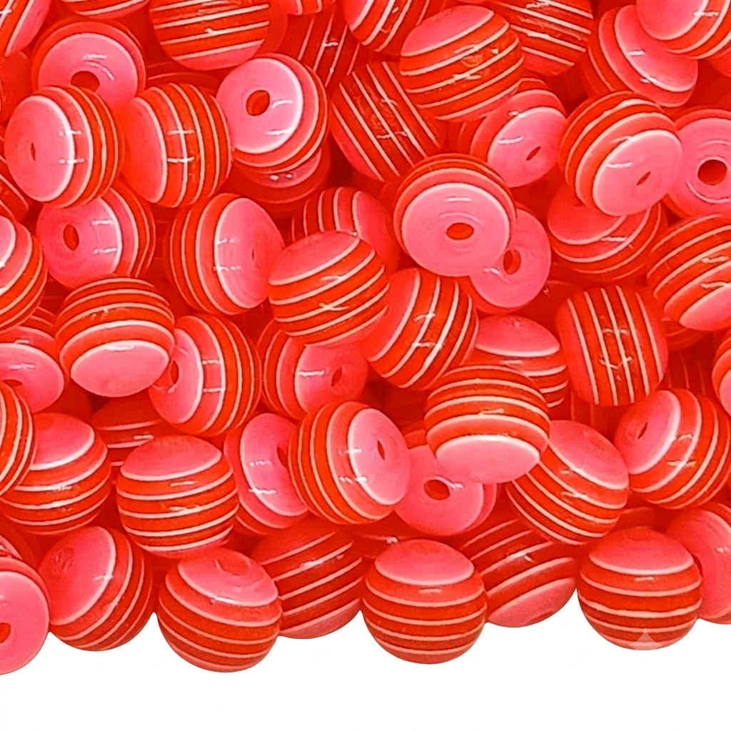 8mm Translucent Striped Round Resin Beads