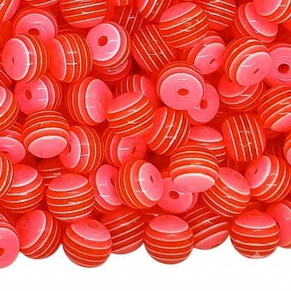 8mm Translucent Striped Round Resin Beads