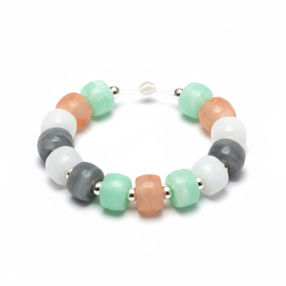 9x6mm Cloudy Stone Pony Beads - Grey