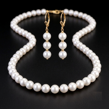 White Natural Freshwater Pearl round beads no modification, approx. 7-8 mm