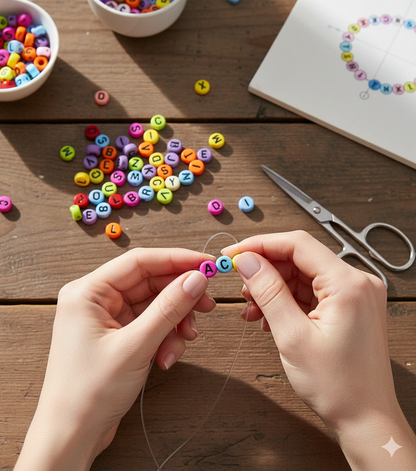 7mm Flat Round Acrylic Alphabet Beads - Multicoloured