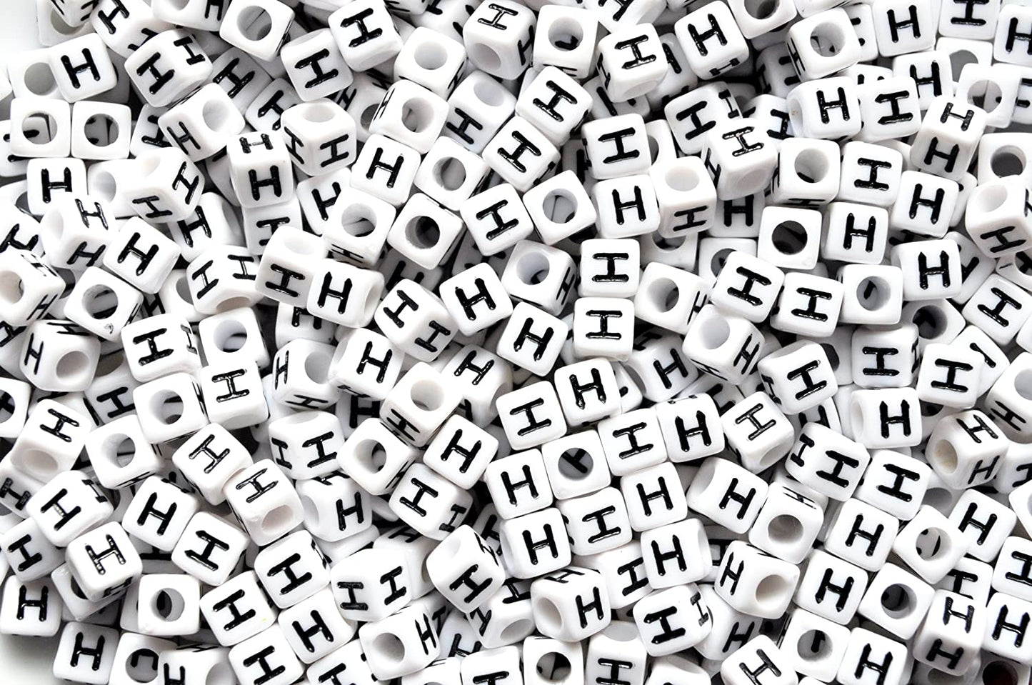 250 x 8mm white cube single & mixed alphabets / letters acrylic beads