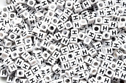 250 x 8mm white cube single & mixed alphabets / letters acrylic beads