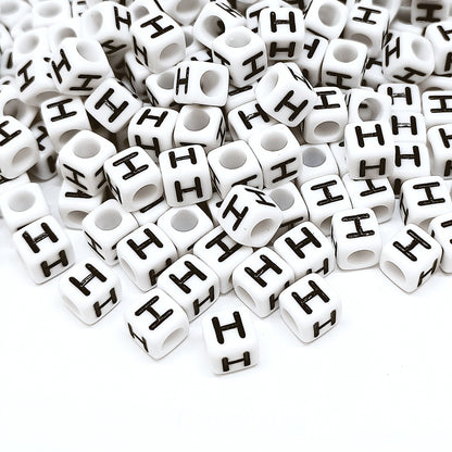 1000pcs 6mm Cube White Alphabet Beads