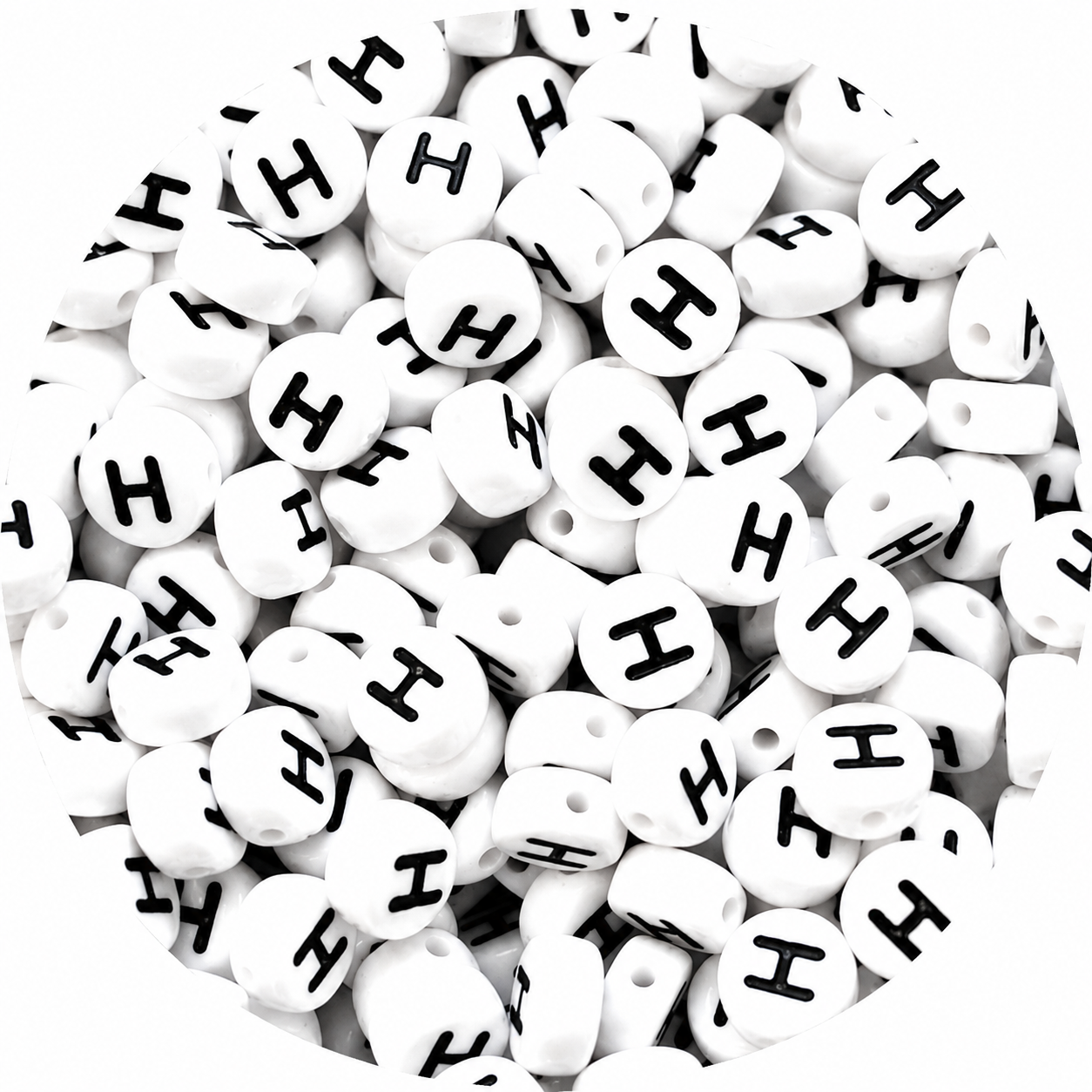 7mm White Round Acrylic Alphabet Beads
