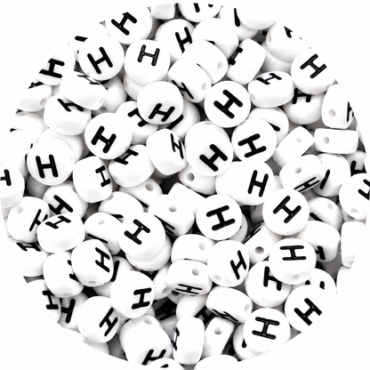 7mm White Round Acrylic Alphabet Beads